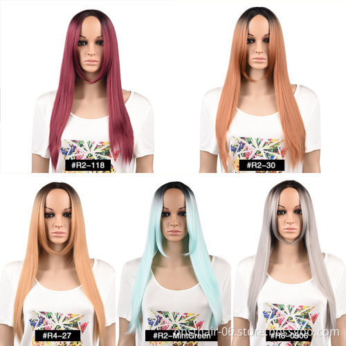Long Mink Born Straight Hair Grey Green Synthetic Lolita Relaxed Wigs For Women Fashion Female Cosplay Party Christmas Wigs